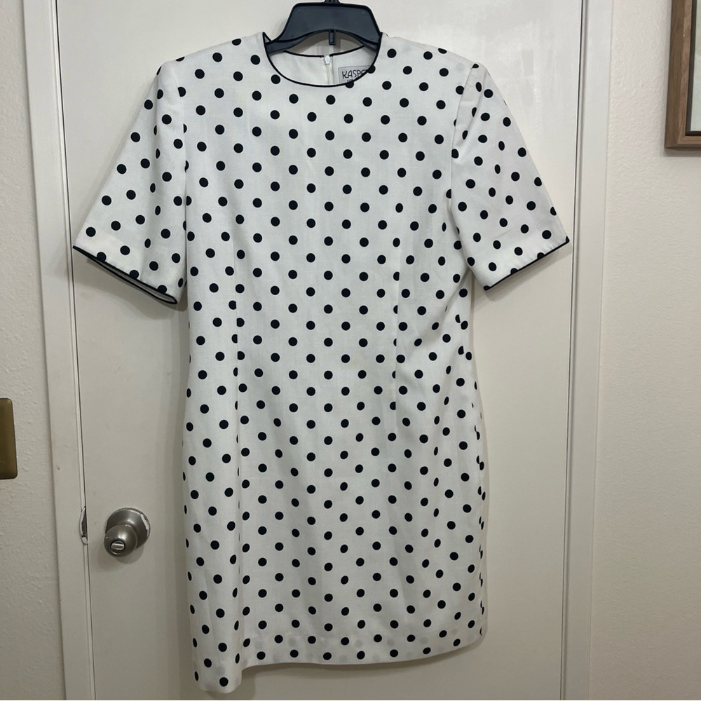 Kasper for ASL  Black and White Polka Dot  Dress career work party